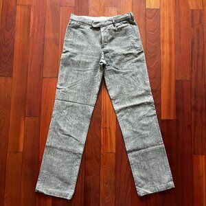 Zara Man Gray Herringbone Pants Adjustable Waist Slim Fit Size 31